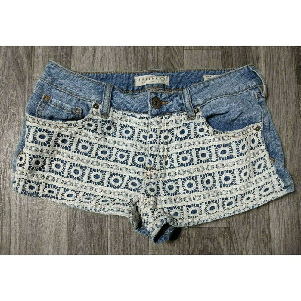 (3/$27) Bullhead Denim Low Rise‎ White Lace Shorts